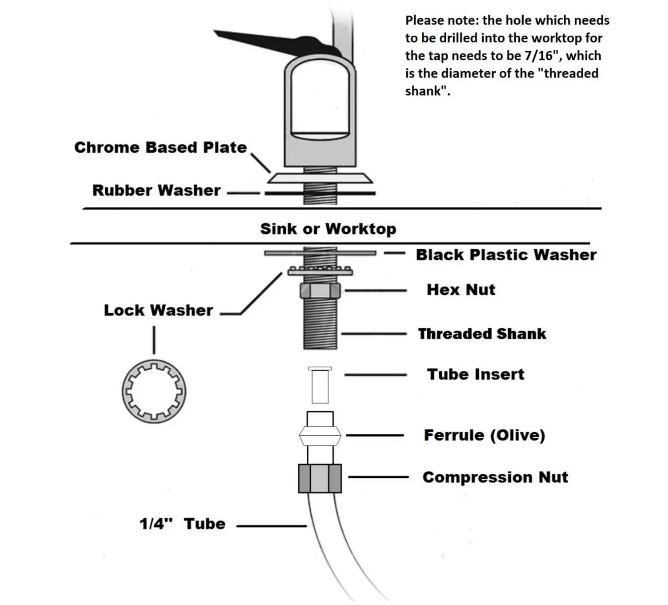 Chrome Swan Necked Fountain Tap with Fitting Kit