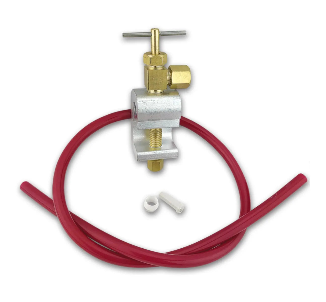 Self piercing water supply valve with tubing used to connect the L8 under sink water filter system to the cold water pipe.
